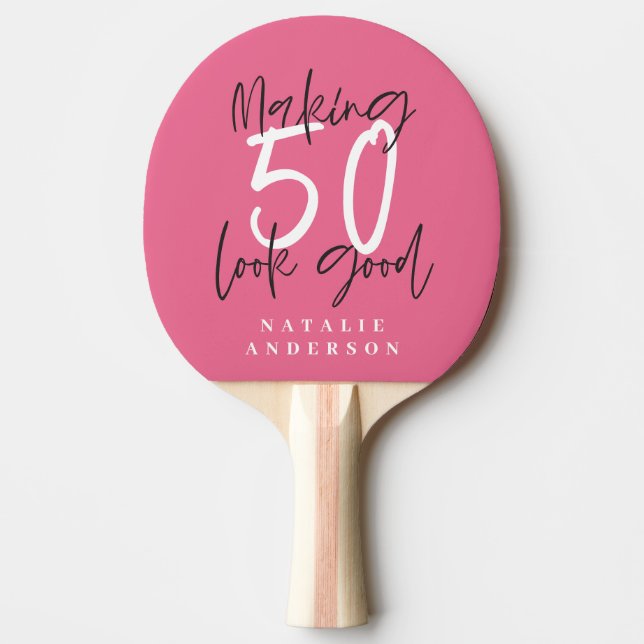 Raquette De Ping Pong 50e anniversaire initiales cadeaux personnalisés (Devant)