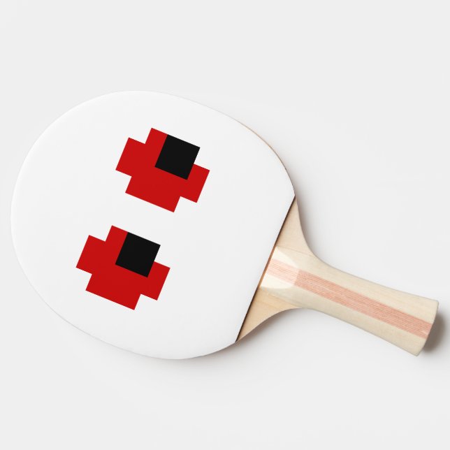 Raquette De Ping Pong 8 bits Éffrayants yeux rouges (Côté)