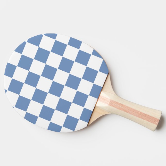 Raquette De Ping Pong à damiers bleu/gris et blanc (Côté)