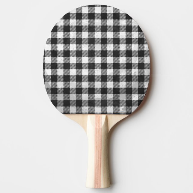 Raquette De Ping Pong à damiers Plaid Noir Et Blanc (Devant)