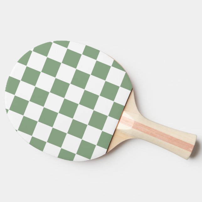 Raquette De Ping Pong à damiers Sage vert et blanc (Côté)