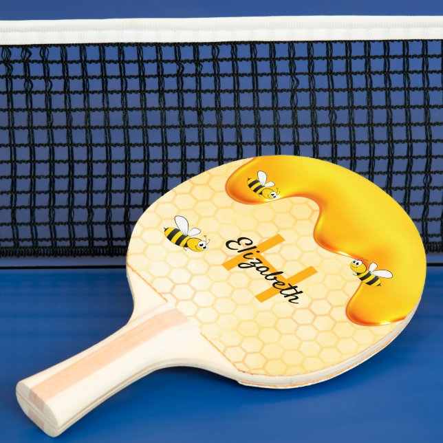 Raquette De Ping Pong Abeilles Jaune goutte de miel nom de l'abeille (Insitu)
