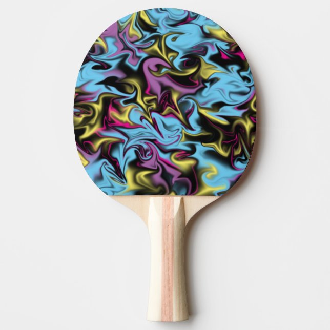 Raquette De Ping Pong Abstrait bleu bleu jaune rose (Devant)