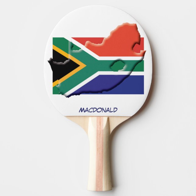 Raquette De Ping Pong AFRIQUE DU SUD DRAPEAU & CARTE Personnalisé (Devant)