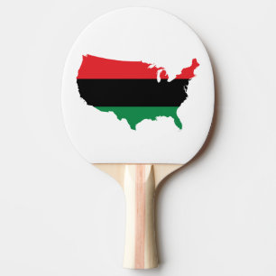 Raquette De Ping Pong Afro-Américain _ Couleurs rouge, noir et vert