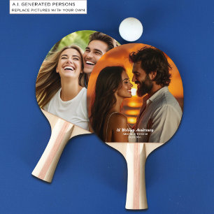 Raquette De Ping Pong Ajoutez votre propre photo de couple pour l'annive