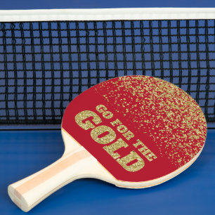 Raquette De Ping Pong Allez pour la Parties scintillant d'or rouge