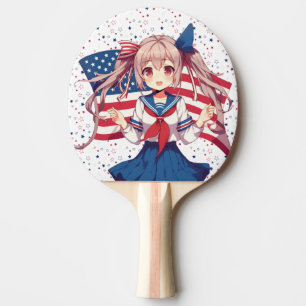 Raquette De Ping Pong Américaine patriotique fille d'anime