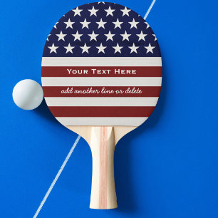 Raquette De Ping Pong American USA Flag Patriotic July 4th Custom