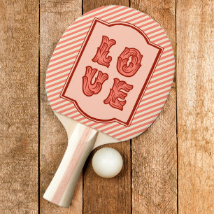 Raquette De Ping Pong Amour en rose avec encadrement Vintage et tirage d