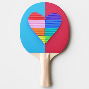 Raquette De Ping Pong Amour romantique Twin Rainbow Hearts
