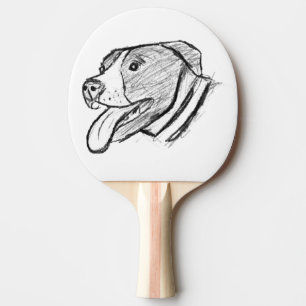 Raquette De Ping Pong amoureux des animaux photo de chien tiré à la main