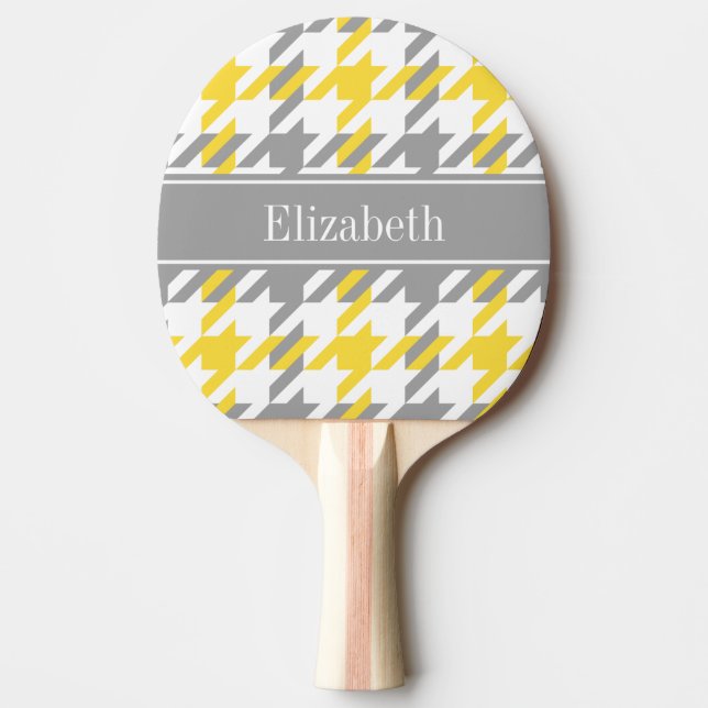 Raquette De Ping Pong Ananas Wht Dk Grey Houndstooth Nom Monogramme (Devant)