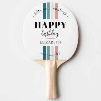 Raquette De Ping Pong Anniversaire Design minimaliste aux couleurs paste