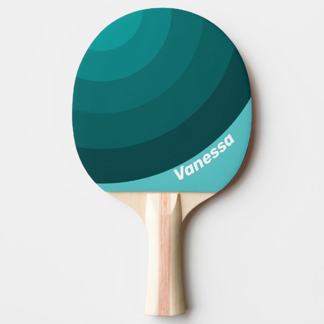 Raquette De Ping Pong Aqua Fade Circle Stripe with Name (Devant)