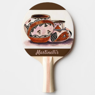 Raquette De Ping Pong Aquarelle baptisée Aquarelle Apparence art poterie