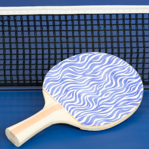 Raquette De Ping Pong Aquarelle bleue Zebra Print
