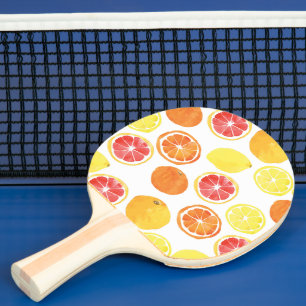 Raquette De Ping Pong Aquarelle Motif de fruits d'agrumes