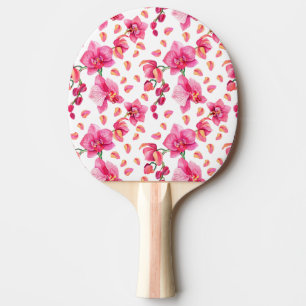 Raquette De Ping Pong Aquarelle Orchidées Design 2