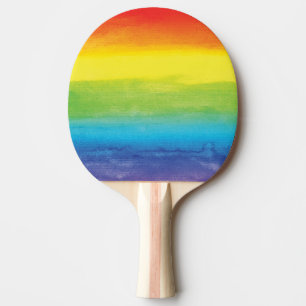 Raquette De Ping Pong Aquarelle Rainbow Pride brillant Vibrant