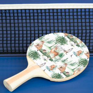 Raquette De Ping Pong Aquarelle Woodland Baby Motif animal