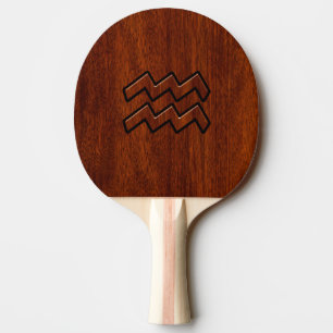 Raquette De Ping Pong Aquarius Zodiac Symbol Mahogany Style