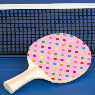 Raquette De Ping Pong Arc-en-ciel Coloré Points Pink