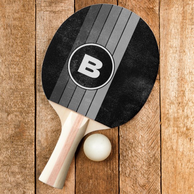 Raquette De Ping Pong Arc-en-ciel en dégradé foncé avec initial (Créateur téléchargé)