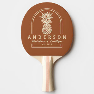 Raquette De Ping Pong Arche de mariage au pin ananas Desert Sun & nom