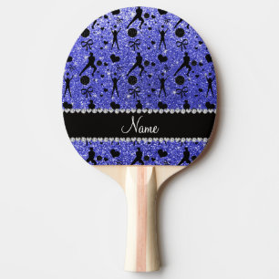 Raquette De Ping Pong Arcs bleus nommés faits sur commande de coeurs de