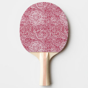 Raquette De Ping Pong Arrière - plan bleu de motif de fleurs de dentell