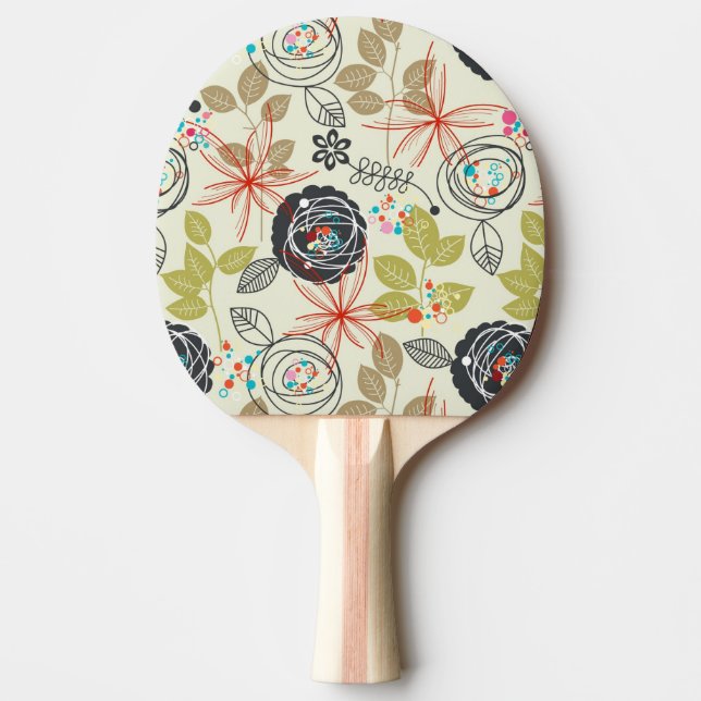 Raquette De Ping Pong Arrière - plan floral 2 (Devant)