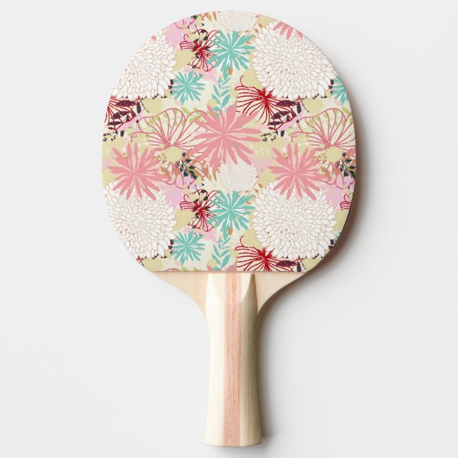 Raquette De Ping Pong Arrière - plan floral 4 (Devant)