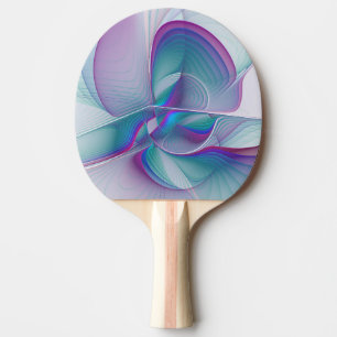 Raquette De Ping Pong Art Fractal Abstrait rose bleu turquoise