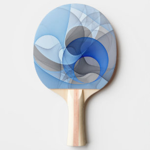Raquette De Ping Pong Art graphique fractal abstrait bleu gris moderne