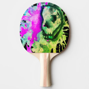 Raquette De Ping Pong Art néon Halloween aquarelle crâne gothique