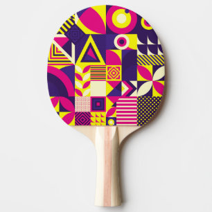 Raquette De Ping Pong Art pop, formes géométriques colorées.