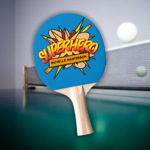Raquette De Ping Pong Art Pop Fun Retro Bande Dessinée Super-Héros