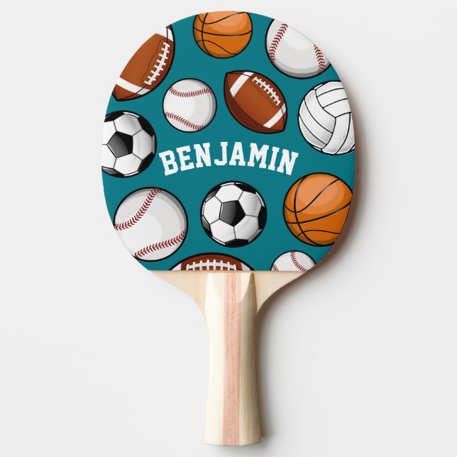 Raquette De Ping Pong Association sportive Nom personnalisé Turquoise (Devant)