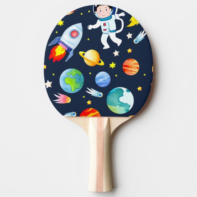 Raquette De Ping Pong Astronaut in Space Planets and Rockets Pattern (Devant)