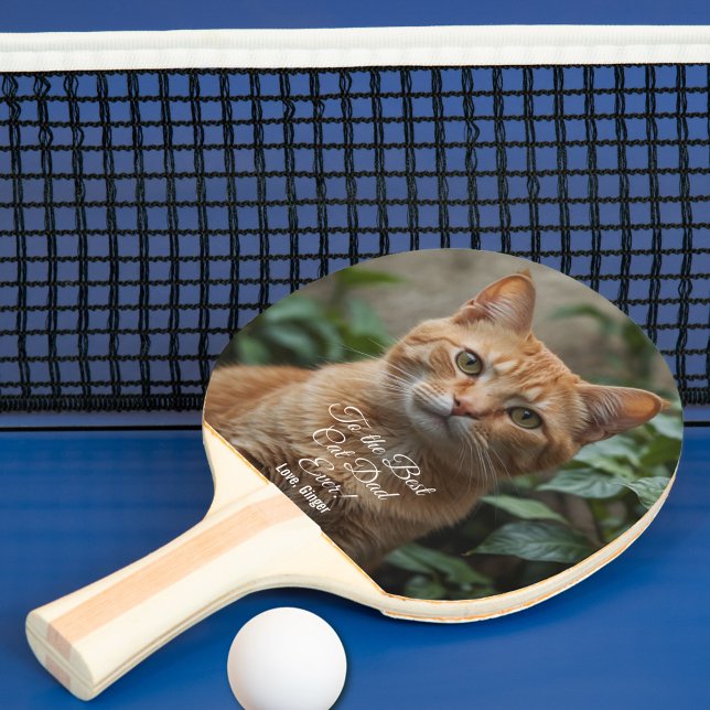 Raquette De Ping Pong Au meilleur chat papa jamais photo personnalisée (Créateur téléchargé)