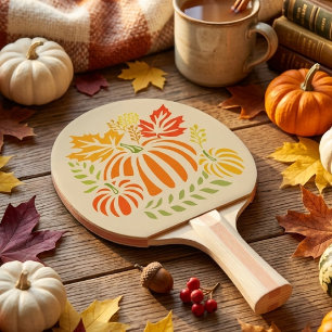 Raquette De Ping Pong Automne Citrouille Et Feuilles Tombantes