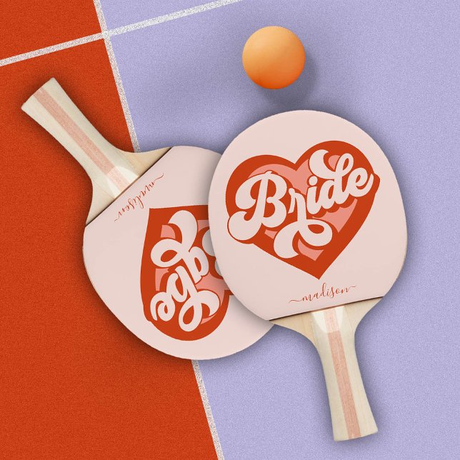 Raquette De Ping Pong Bachelorette Mariée Babe Tribe Squad Heart (Créateur téléchargé)