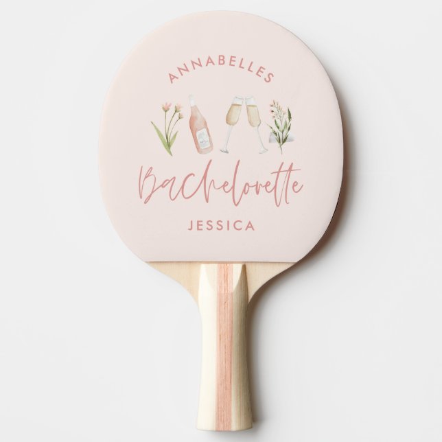 Raquette De Ping Pong Bachelorette rose floral moderne rose girly (Devant)