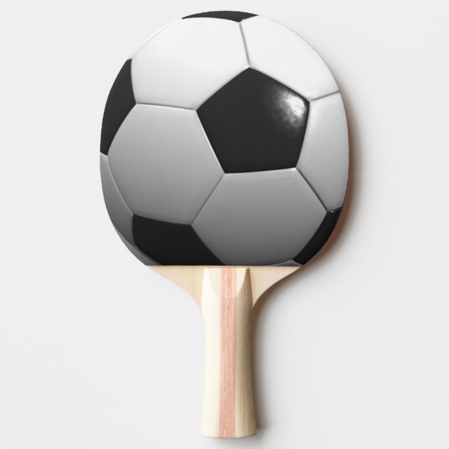 Raquette De Ping Pong Bal De Football Noir Et Blanc, (Devant)