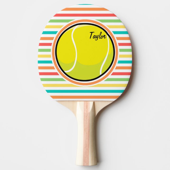 Raquette De Ping Pong Bal De Tennis ; Bright Rainbow Strips (Devant)