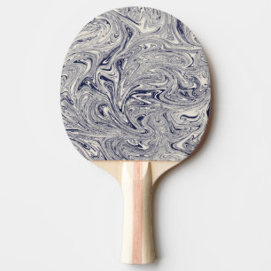 Raquette De Ping Pong Balayage bleu et Marbre blanc