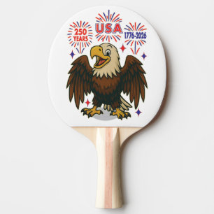 Raquette De Ping Pong Bald Eagle avec Fireworks - USA 250 ans 1776-2026