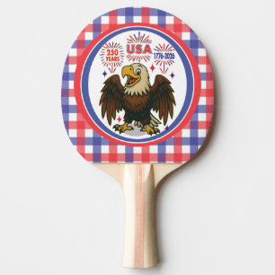 Raquette De Ping Pong Bald Eagle avec Fireworks - USA 250 ans 1776-2026