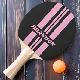 Raquette De Ping Pong Bande de rallye rétro rose de nuit double avec nom